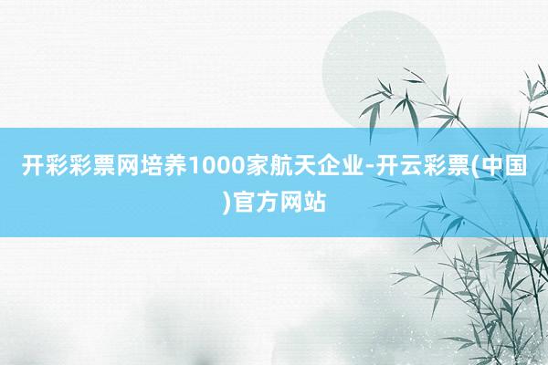 开彩彩票网培养1000家航天企业-开云彩票(中国)官方网站