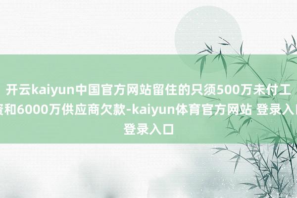 开云kaiyun中国官方网站留住的只须500万未付工资和6000万供应商欠款-kaiyun体育官方网站 登录入口