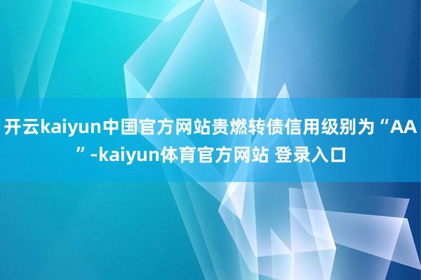 开云kaiyun中国官方网站贵燃转债信用级别为“AA”-kaiyun体育官方网站 登录入口