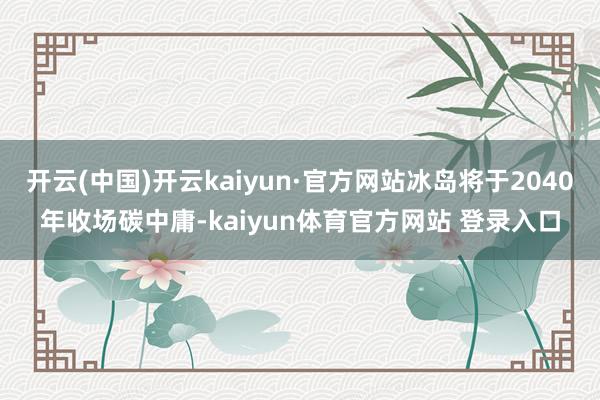 开云(中国)开云kaiyun·官方网站冰岛将于2040年收场碳中庸-kaiyun体育官方网站 登录入口