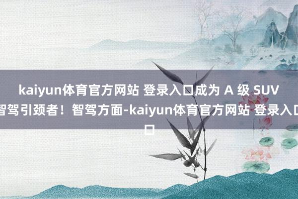 kaiyun体育官方网站 登录入口成为 A 级 SUV智驾引颈者！智驾方面-kaiyun体育官方网站 登录入口